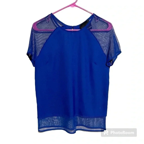 Harlowe And Graham Blouse Womens XS Blue Mesh - Picture 1 of 11